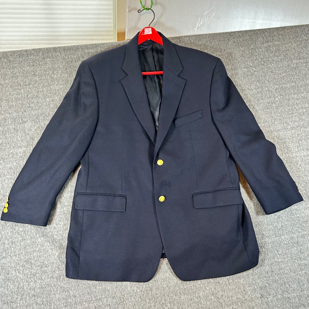 Ralph Lauren Navy Blue Blazer Wool Cashmere Gold‎ Buttons Classic Mens Size 44R
